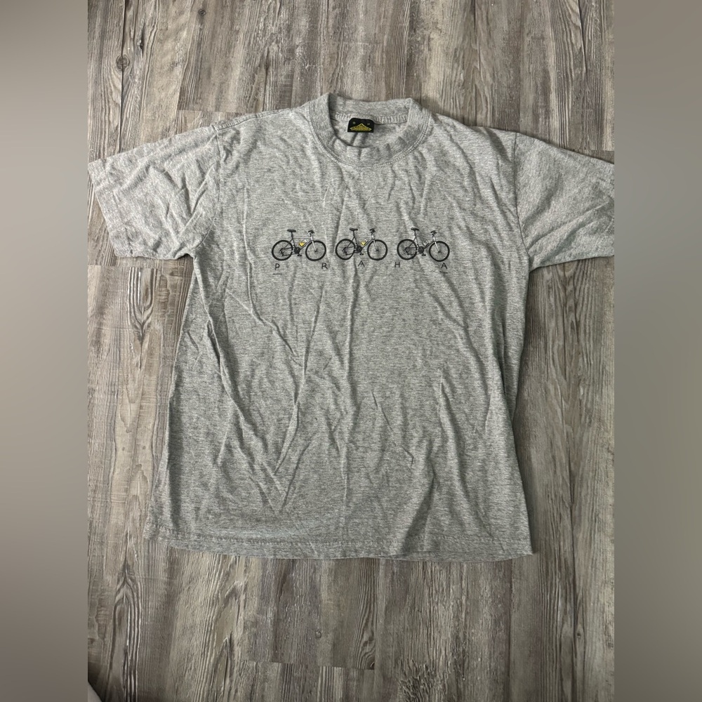 Gray Short Sleeve Tee with Bicycle Graphic